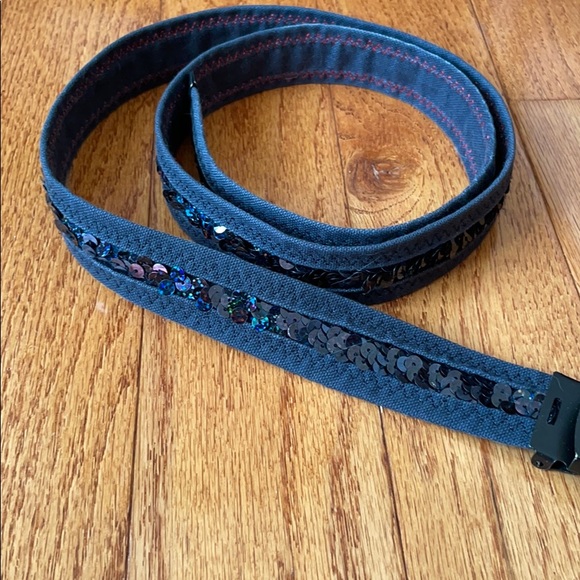 Gorgeous sequin canvas belt Black - Picture 1 of 5